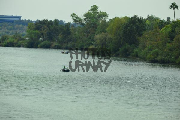 Fisherman in lake